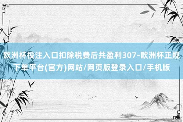 欧洲杯投注入口扣除税费后共盈利307-欧洲杯正规下单平台(官方)网站/网页版登录入口/手机版