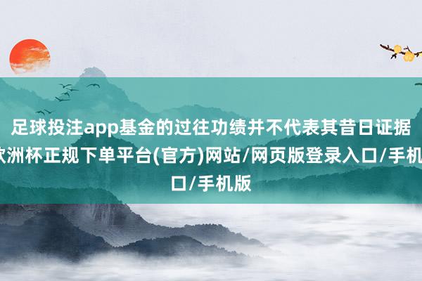 足球投注app基金的过往功绩并不代表其昔日证据-欧洲杯正规下单平台(官方)网站/网页版登录入口/手机版