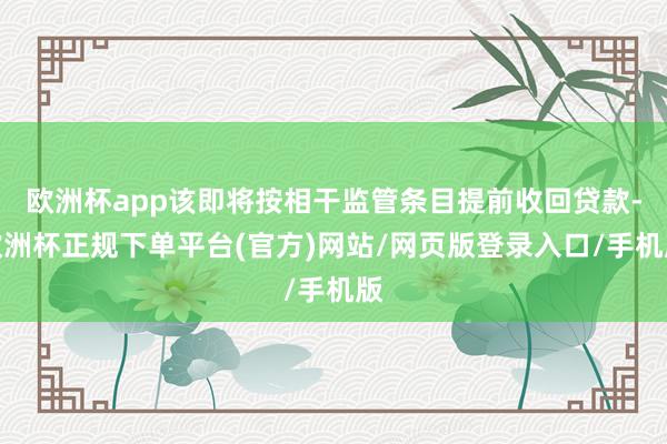 欧洲杯app该即将按相干监管条目提前收回贷款-欧洲杯正规下单平台(官方)网站/网页版登录入口/手机版