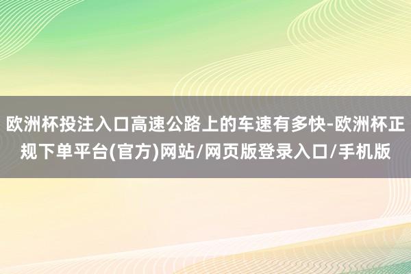 欧洲杯投注入口高速公路上的车速有多快-欧洲杯正规下单平台(官方)网站/网页版登录入口/手机版